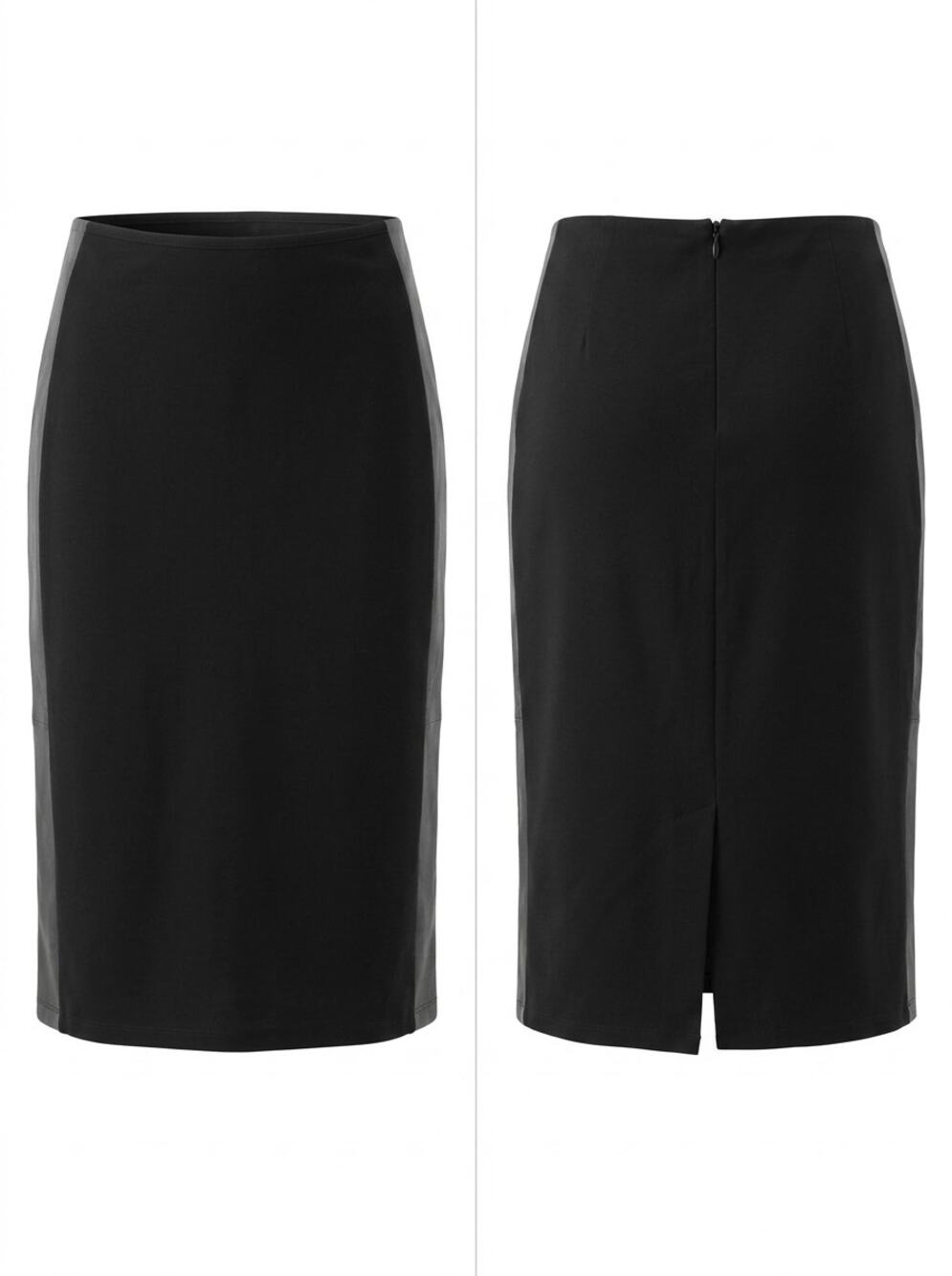 Eileen Fisher Leather Knit Pencil Knee Length Stretch Skirt Women Size L
